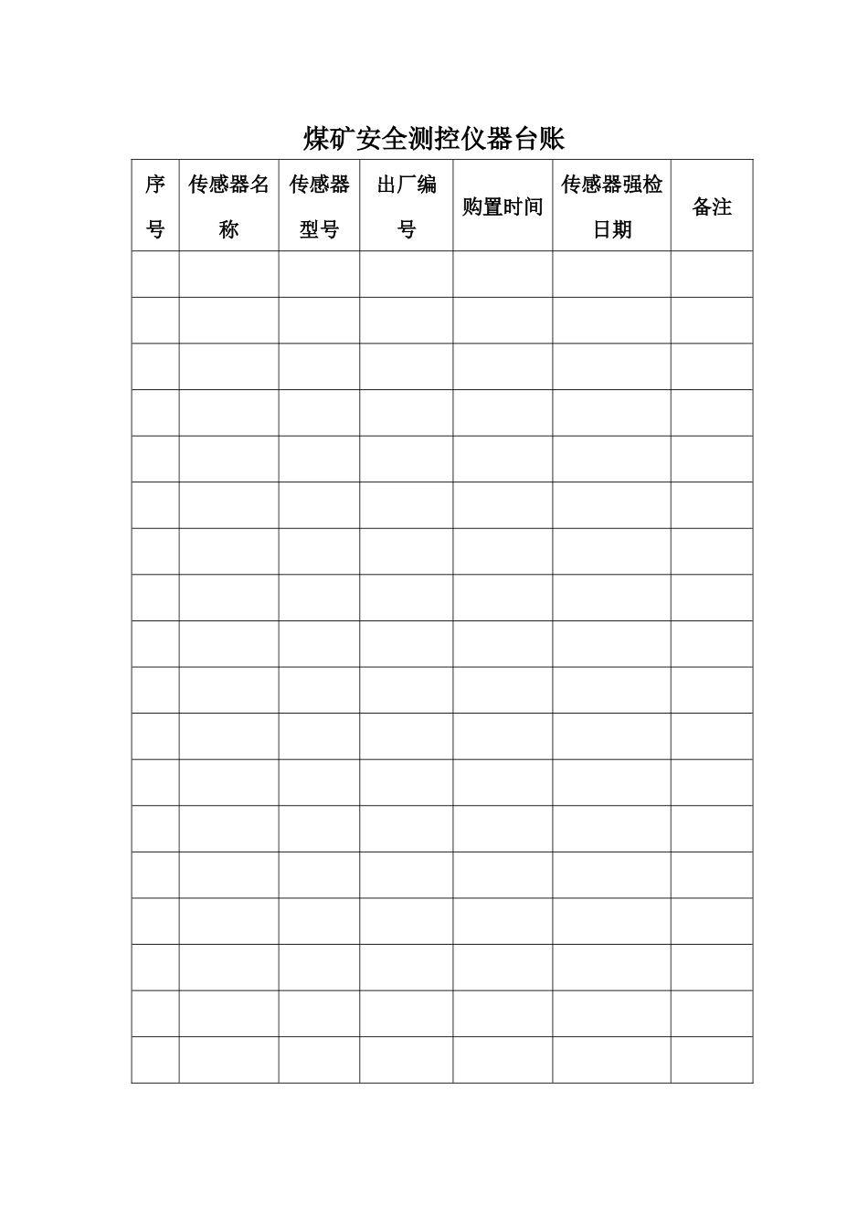 煤矿安全测控仪器台账范本_第1页
