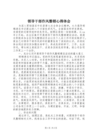 领导干部作风整顿心得体会