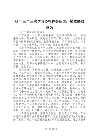 XX年三严三实学习心得体会范文：勤政廉政修为