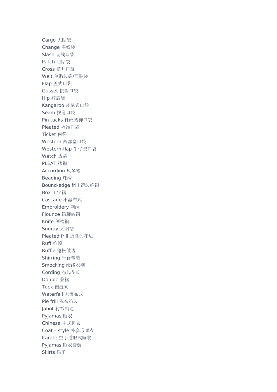 服装各部件的中英文对照_第3页