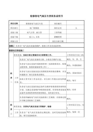 职务说明书－电气高压专责