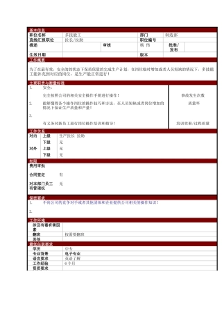 某大型电子公司制造部多技能工职位说明书