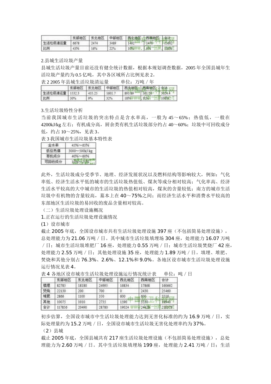 全国城市生活垃圾无害化处理设施建设十一五规划_第2页