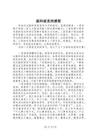 副科级竞岗感想