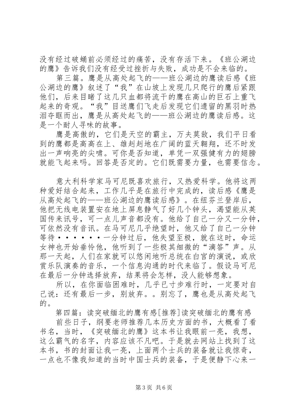 读《班公湖的鹰》有感：人,当如鹰_第3页