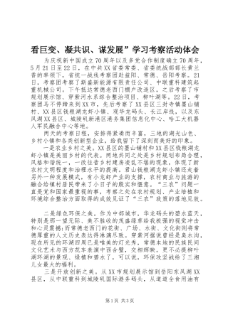看巨变、凝共识、谋发展”学习考察活动体会