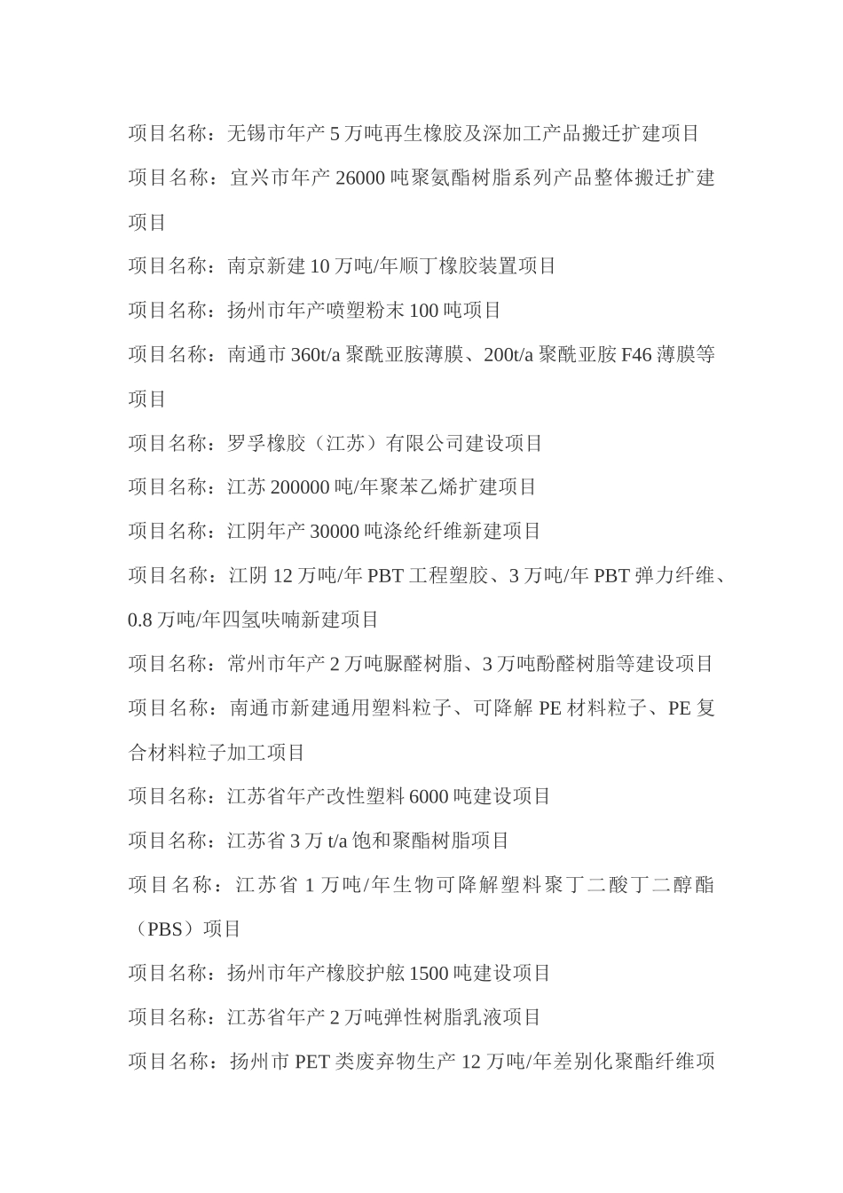 XXXX下半年及XXXX上半年中国树脂轮胎橡胶塑料皮革新建项目大全_第3页