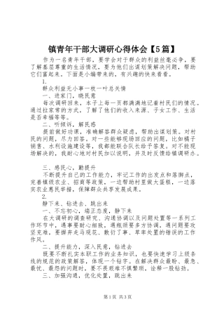 镇青年干部大调研心得体会【5篇】