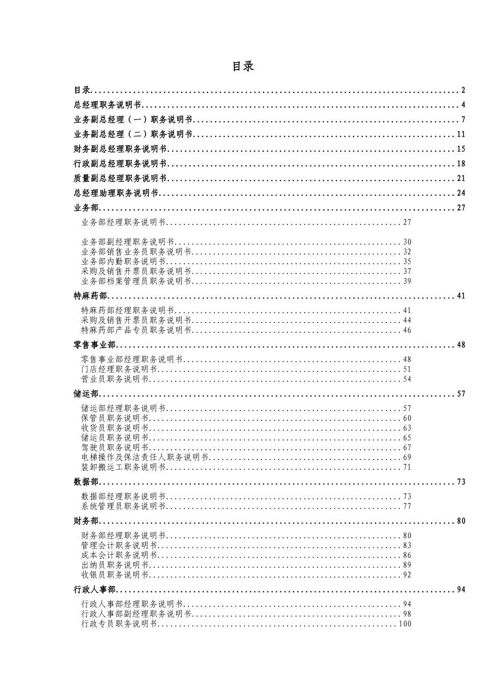 某医药公司职务说明书（DOC 127页）_第2页