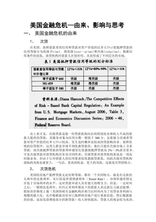 美国金融危机——由来、影响与对策