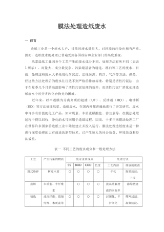 膜法处理造纸废水