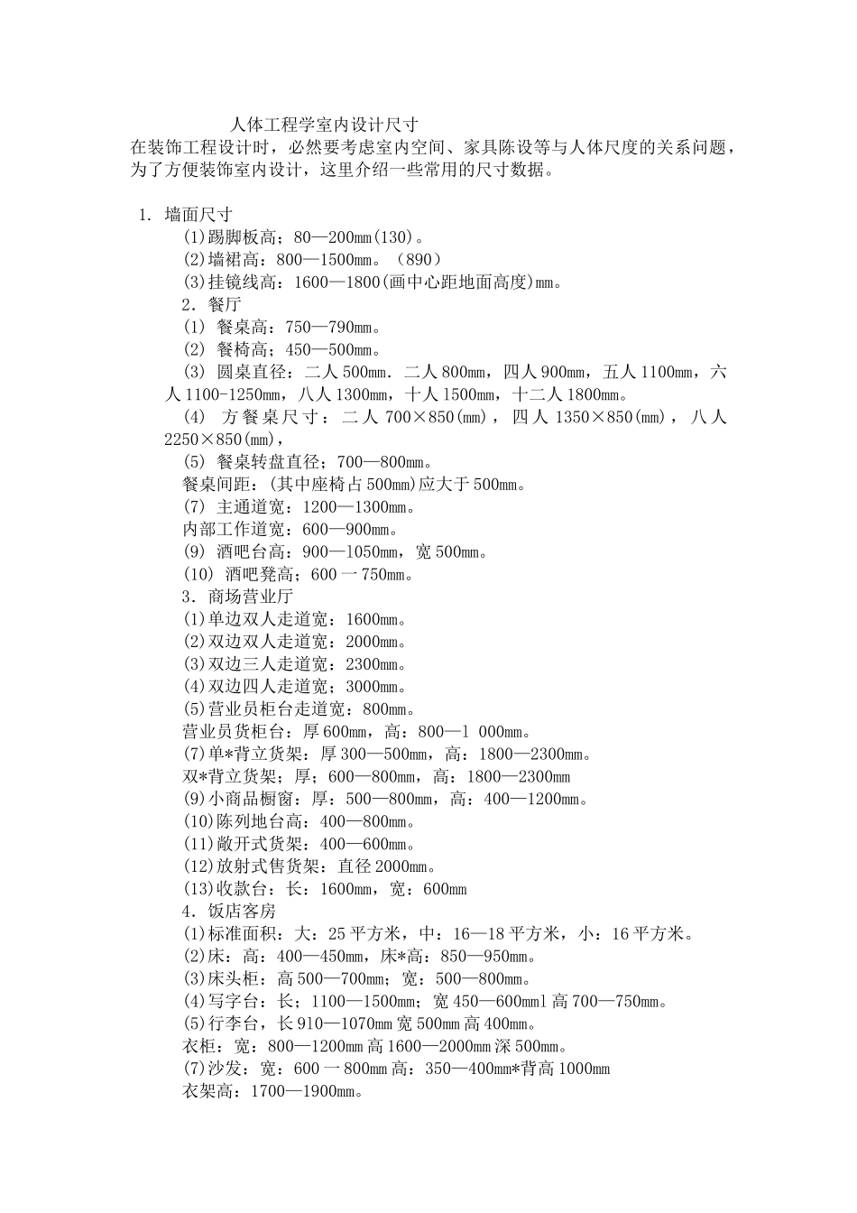 人体工程学室内设计尺寸(整理)_第1页