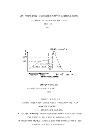 SMT用焊锡膏知识介绍及其使用过程中常见问题之原因分析
