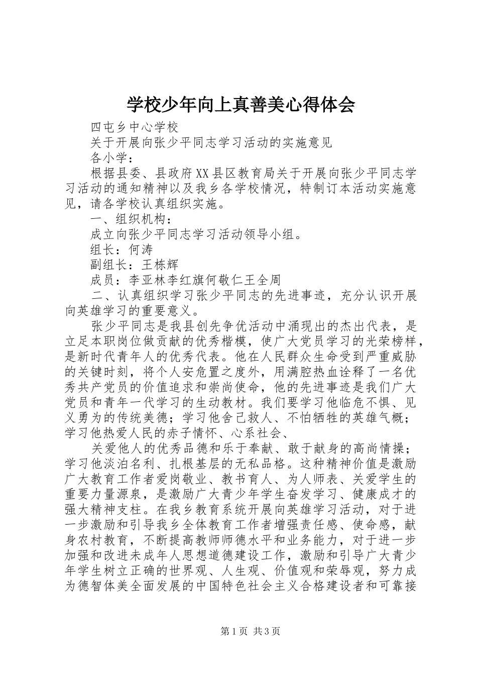 学校少年向上真善美心得体会_第1页