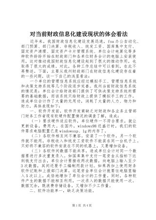 对当前财政信息化建设现状的体会看法