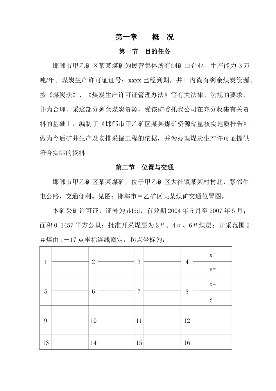 邯郸市小屯煤矿矿区某煤矿储量核实报告_第1页