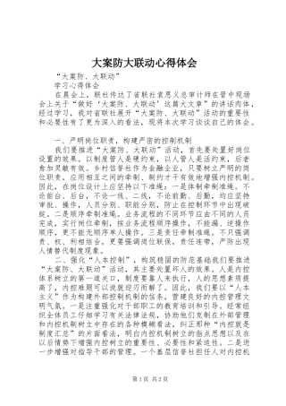 大案防大联动心得体会