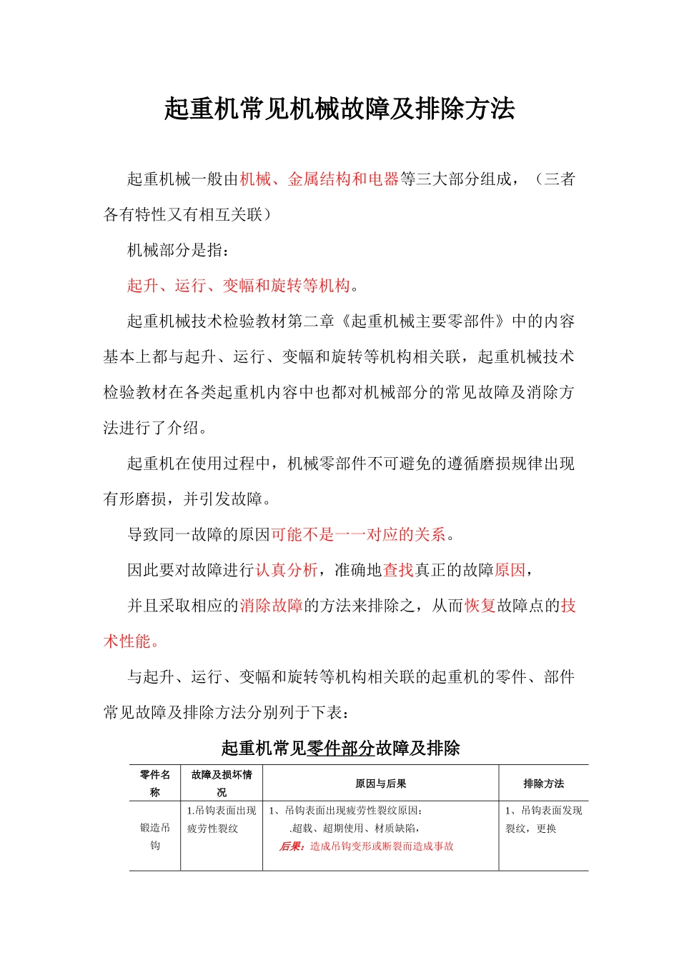起重机常见机械故障及排除方法_第1页
