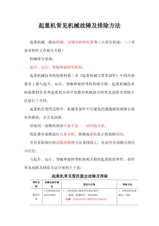 起重机常见机械故障及排除方法