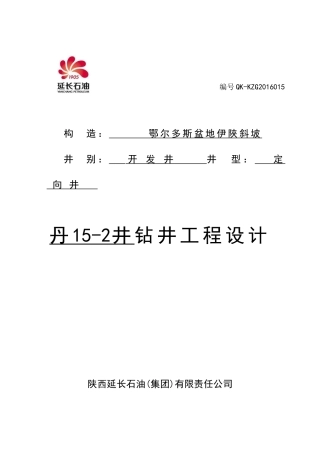 井钻井工程设计概述