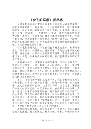 《会飞的草帽》观后感