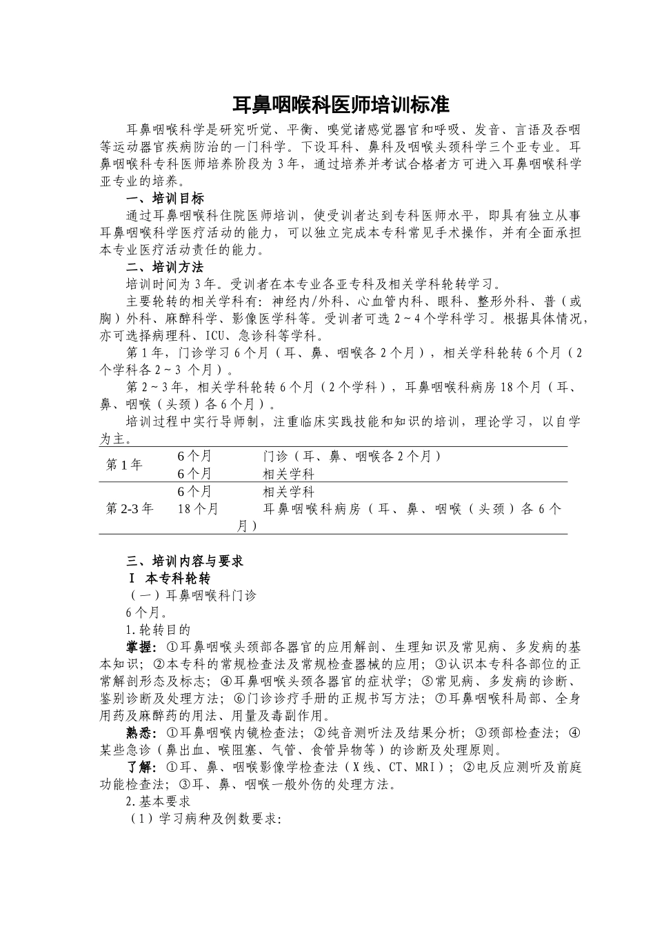 9耳鼻咽喉科医师培训标准_第1页
