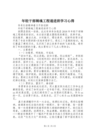 年轻干部铸魂工程递进班学习心得
