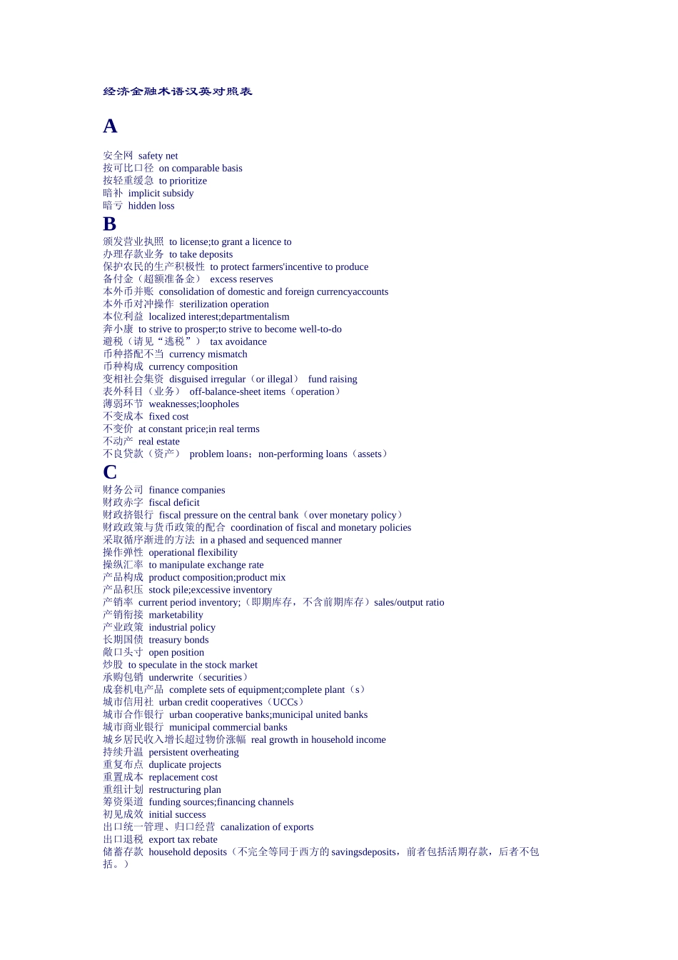 经济金融术语汉英对照表_第1页