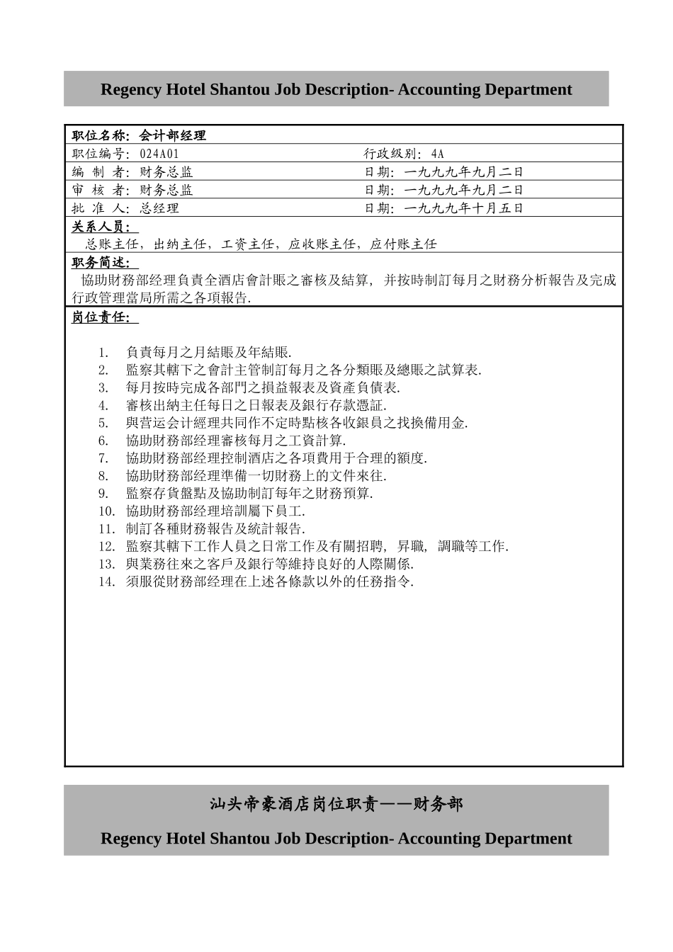 汕头帝豪酒店岗位职责财务部(1)_第2页