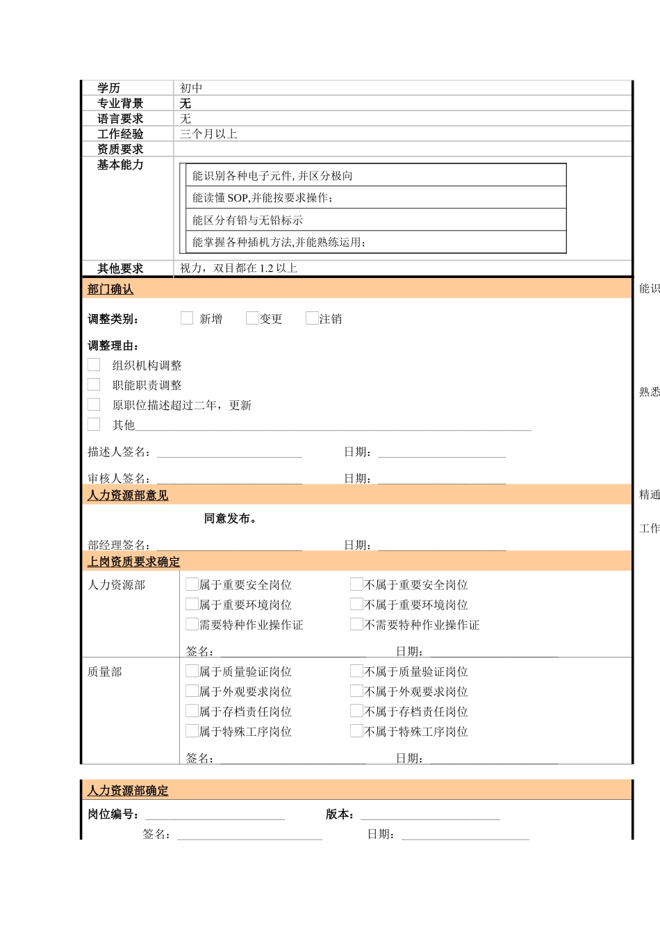 某大型电子公司制造部插件操作工职位说明书_第2页