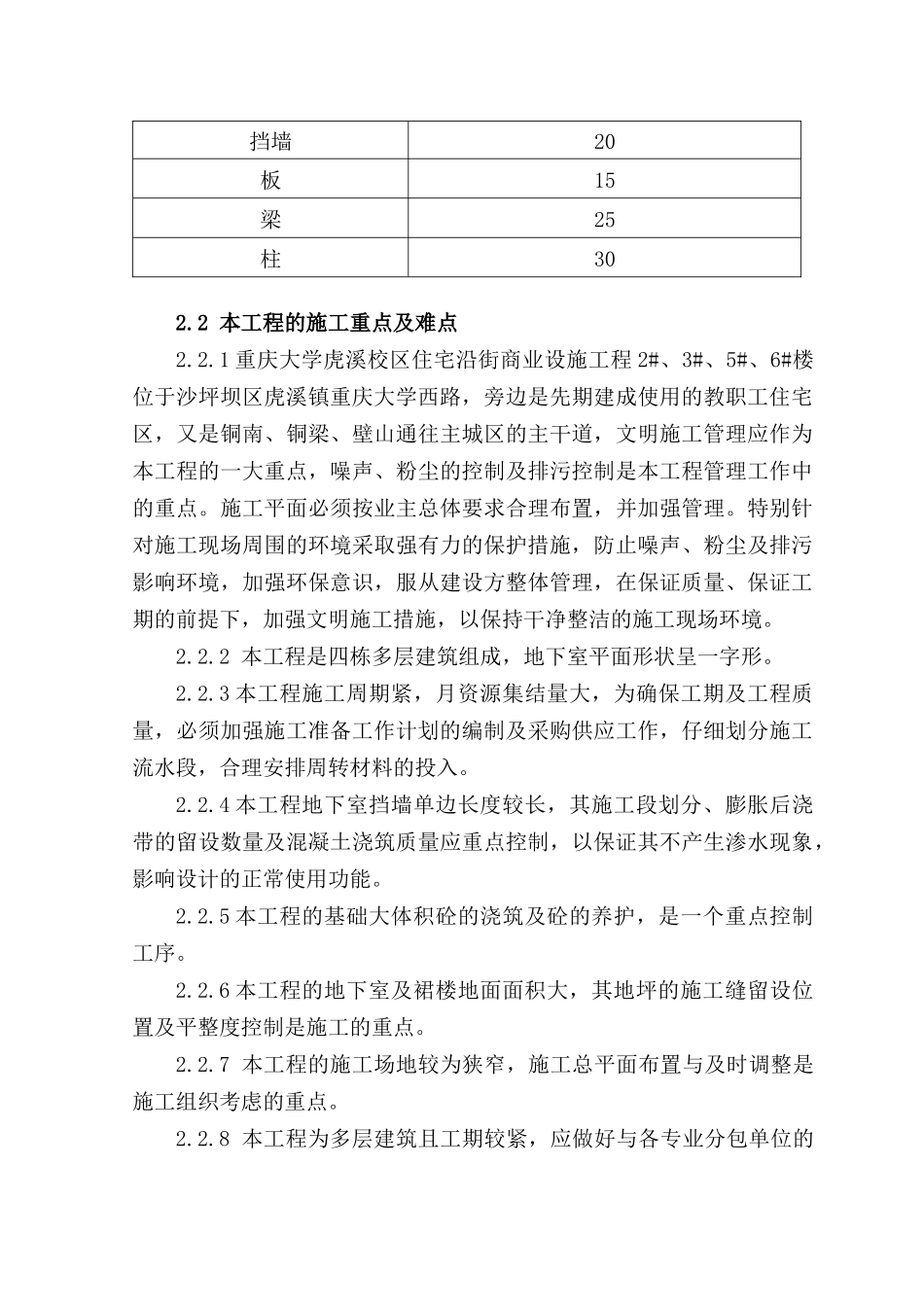 重庆大学虎溪校区教职工住宅沿街商业设施工程施工组织设计-120039_第3页