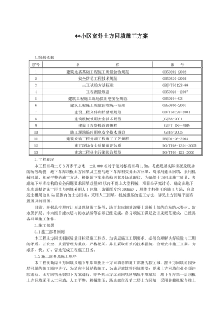 某小区室外土方回填施工方案