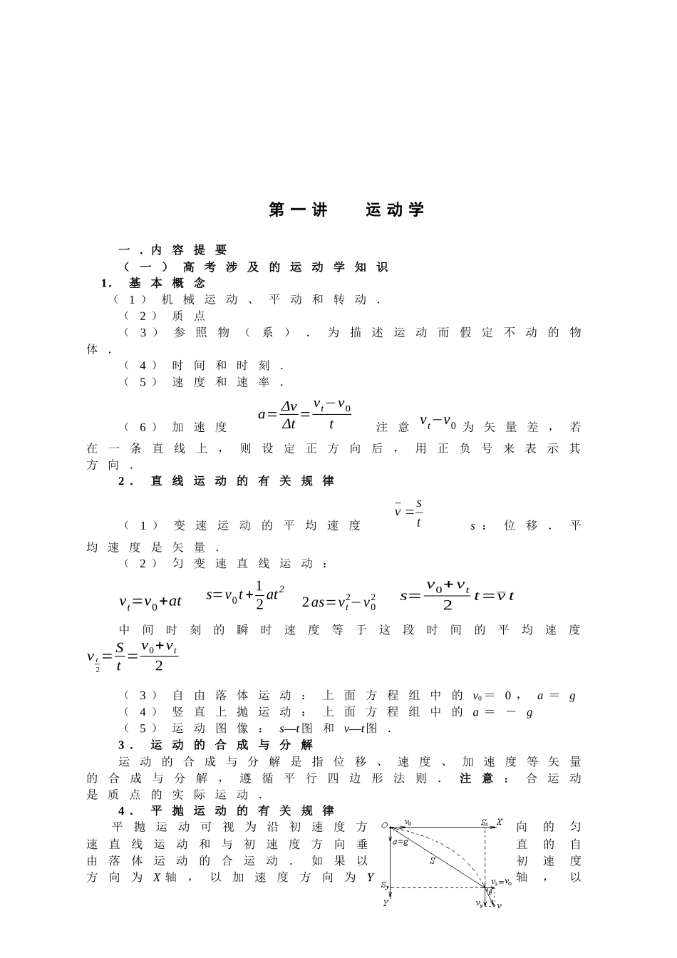 物理课程之动学到机械振动复习资料_第1页