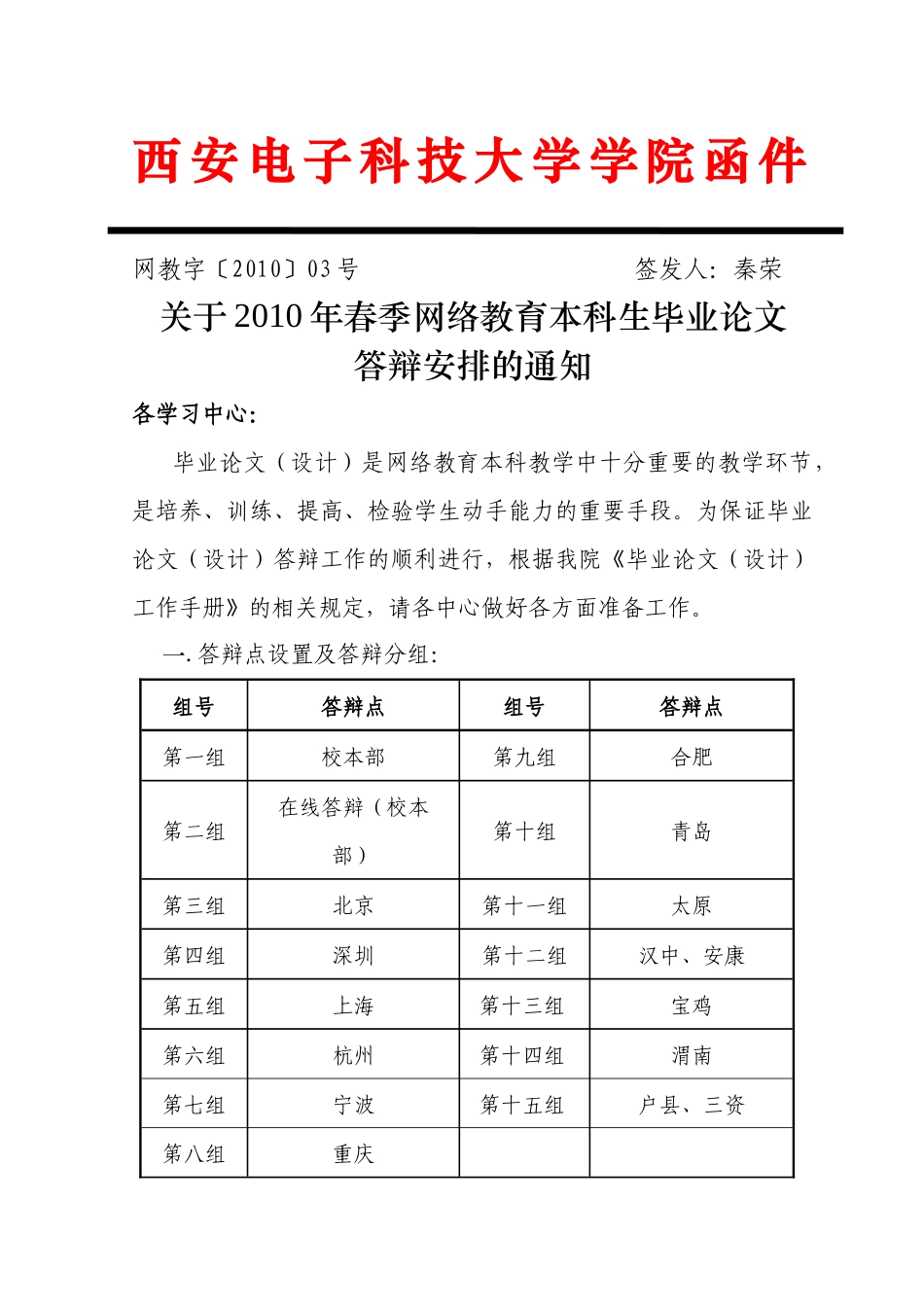 西安电子科技大学学院函件_第1页
