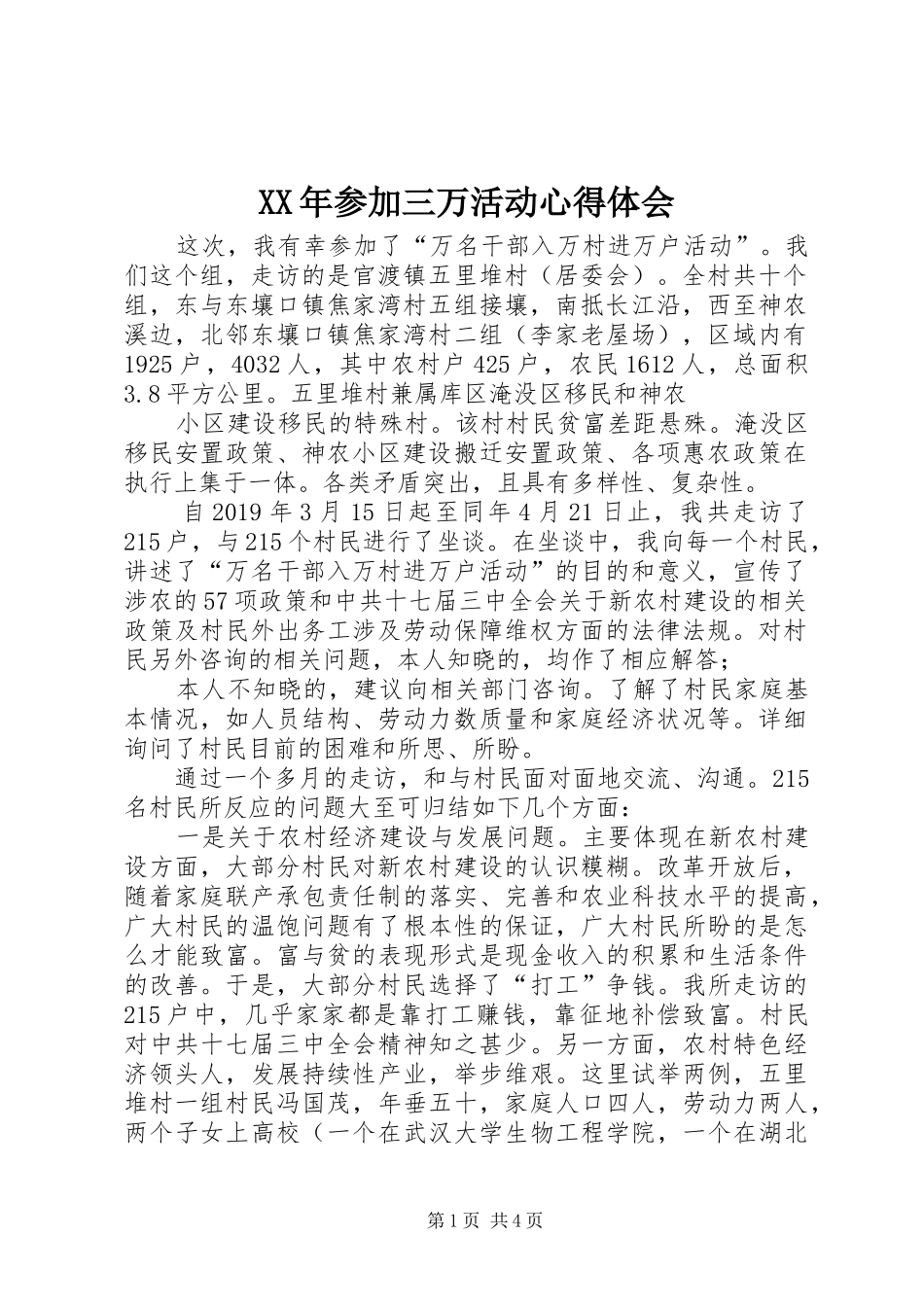 XX年参加三万活动心得体会_第1页