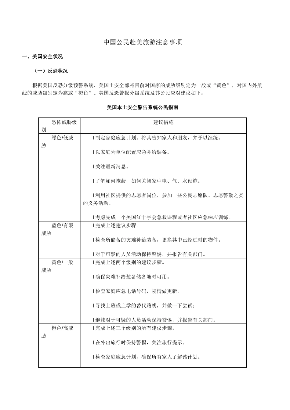 中国公民赴美旅游注意事项_第1页