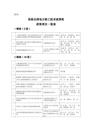 首届全国电力职工技术成果奖