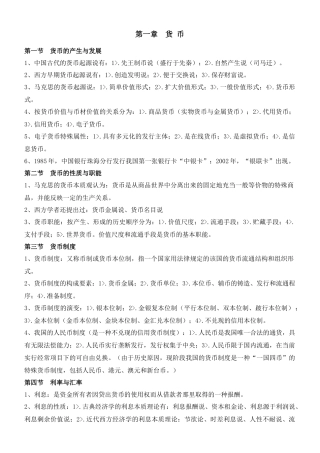 货币金融学知识点
