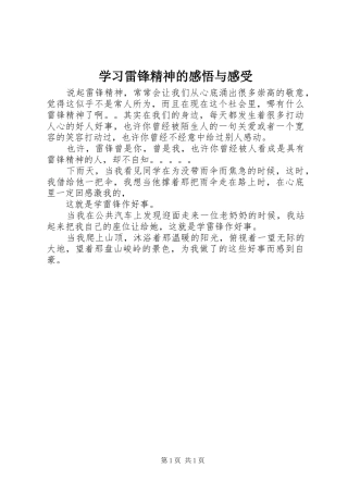学习雷锋精神的感悟与感受