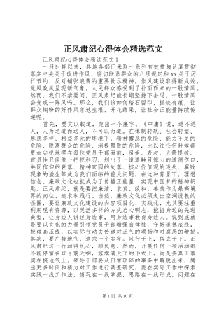 正风肃纪心得体会精选范文