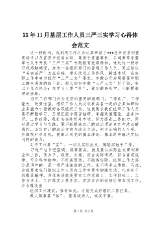 XX年11月基层工作人员三严三实学习心得体会范文