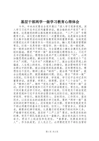 基层干部两学一做学习教育心得体会