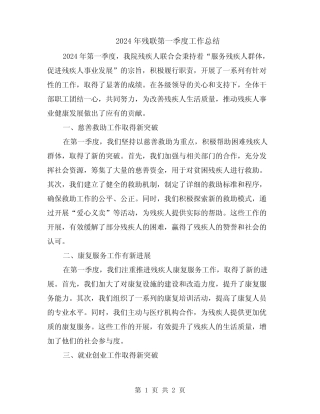 2024年残联第一季度工作总结