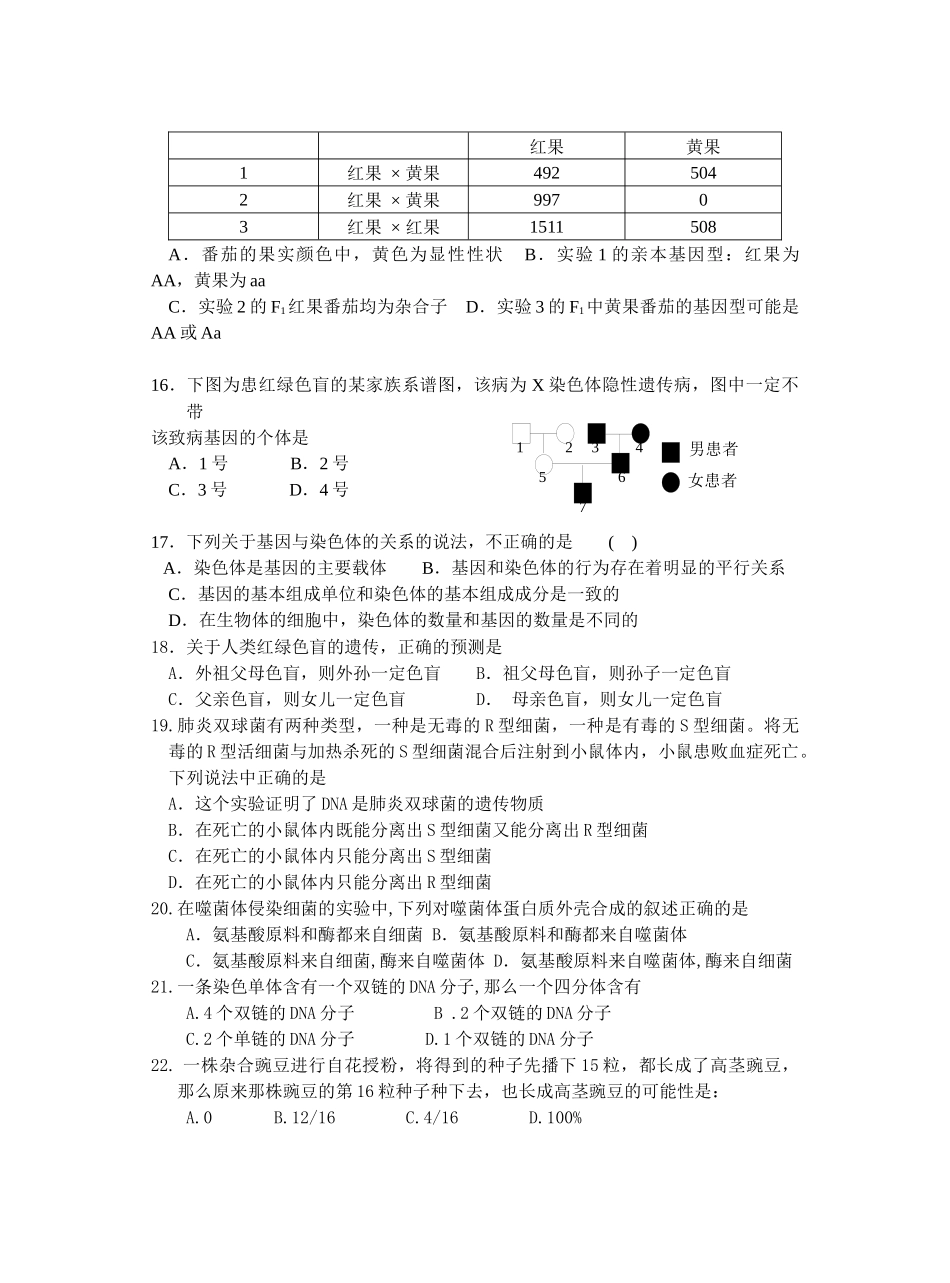 江苏省兴化中学生物测试模拟试卷_第3页