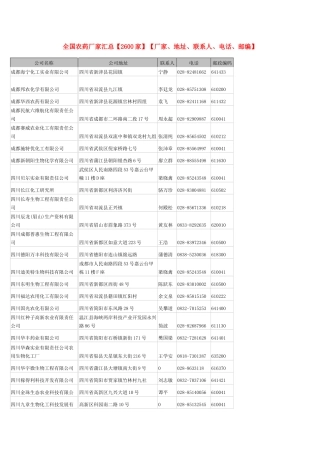 全国2600家农药厂家资料汇总