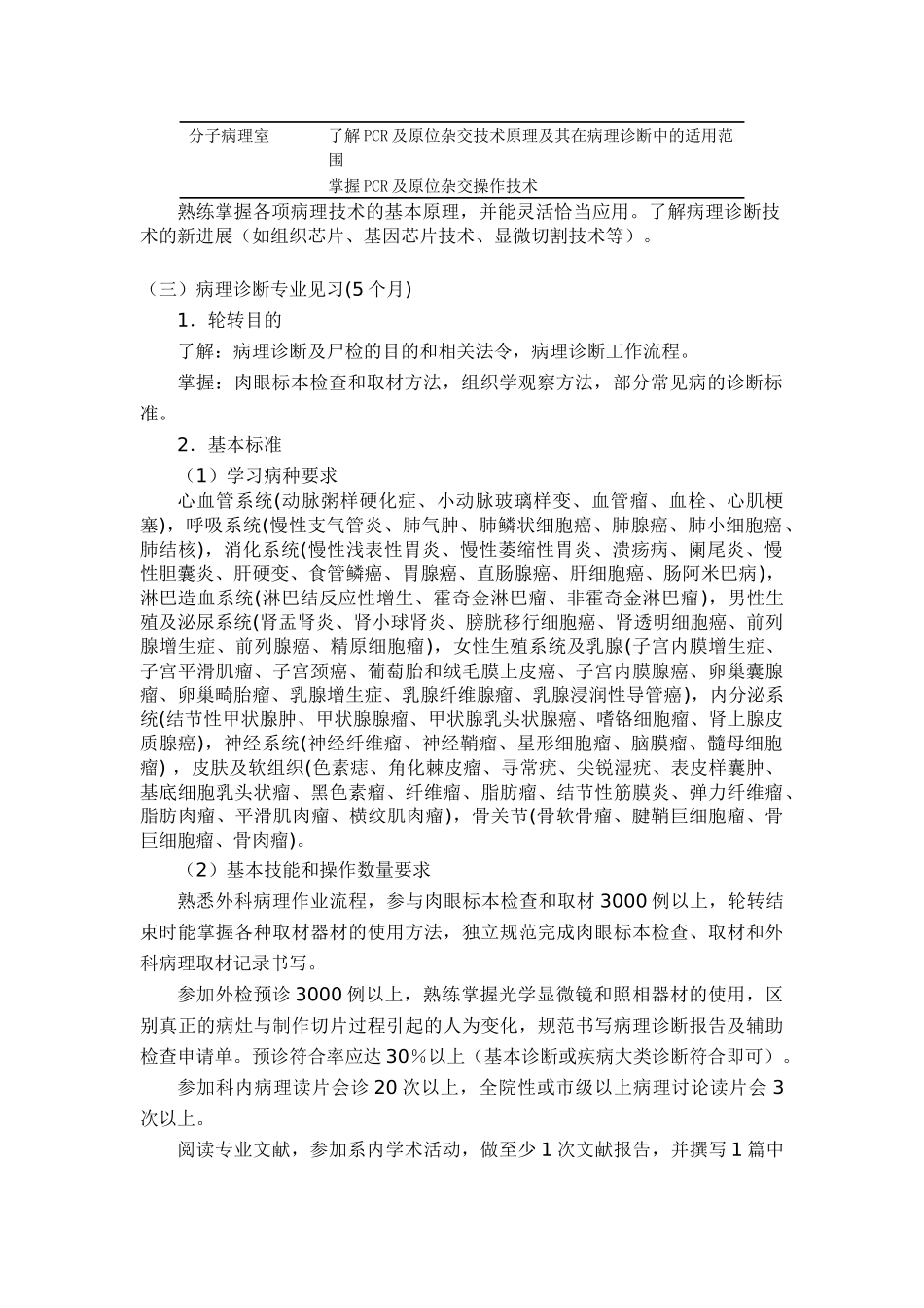 P16临床病理科医师培养标准-临床病理科住院医师培养方案_第3页