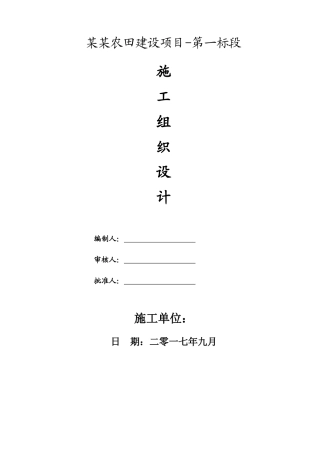 农田水利项目施工组织设计概述