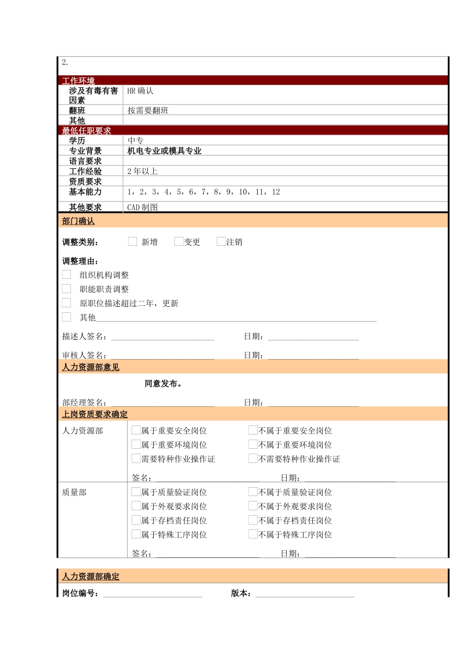 某大型电子公司制造部工装技术员职位说明书_第2页