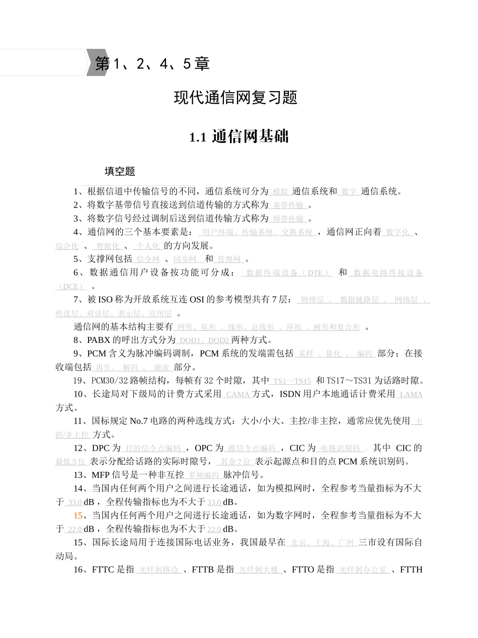 现代通信网试题及答案_第1页