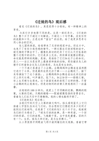 《迁徙的鸟》观后感